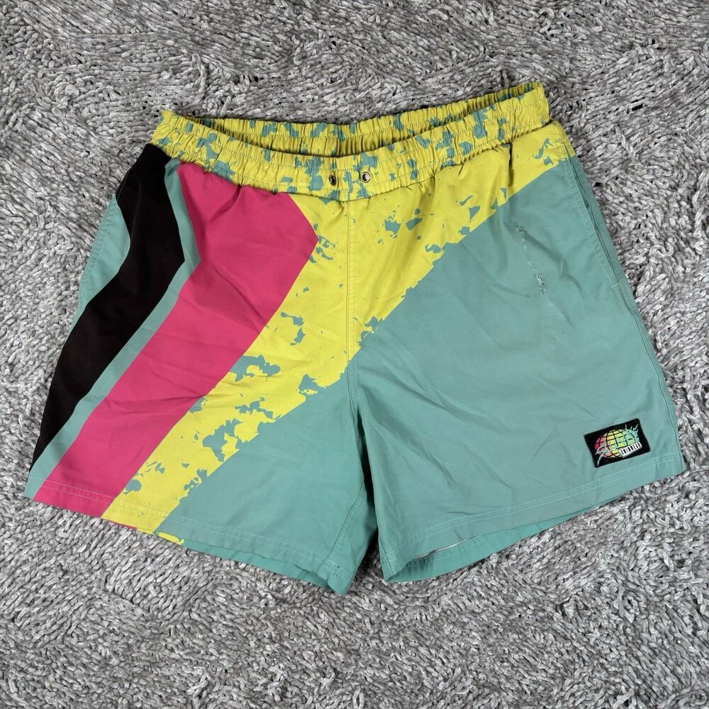 Slunks Athletic Shorts Men's Size XL Colorblock Lined Activewear Stretch Running